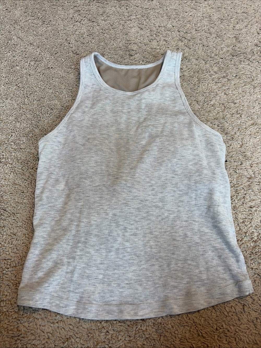 Womens Vuori Pose Plyo Light Gray Ribbed Tank Top Athletic Shirt Small